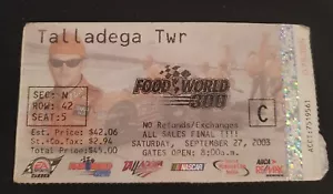 Biglietto Speedway Nascar Settembre 2003 Talladega Stub Win - Foto 1 di 2