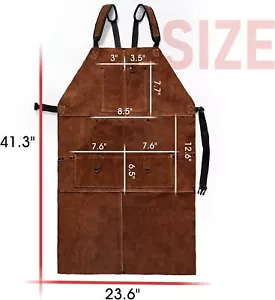 41"x 23"Cowhide Leather Welding Apron Heat Resistant Clothing with pockets - Picture 1 of 6