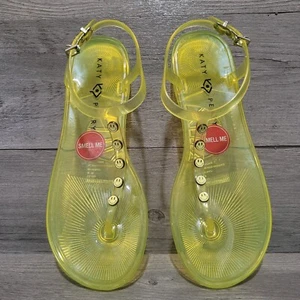 Katy Perry The Geli-T flache Damen-Riemensandale Smiley-Gesicht/Zitrone Drop Größe 9 - Bild 1 von 5