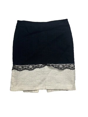 Юбка Rinascimento женская маленькая прямая кружевная отделка черная белая - Изображение 1 из 4