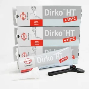 3 Tuben Dichtmasse DIRKO HT GRAU a 70ml 036.164 bis 315°C Hochtemperatur Silikon - Bild 1 von 10