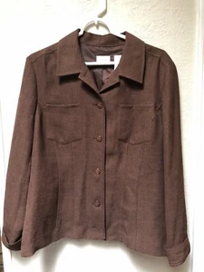 Emma & James Liz Claiborne Brown Button-up Jacket Women's Size 14 Excellent - Picture 1 of 6