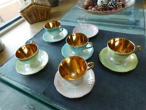 Schönes Royal Winton Lustre Set 5 Tassen & Untertassen verschiedene Farben - Bild 1 von 23