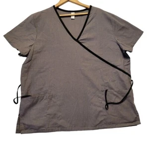 Just Be Scrub-Top grau mit schwarzem Besatz Größe XL mit Fronttaschen und Bändern - Bild 1 von 8