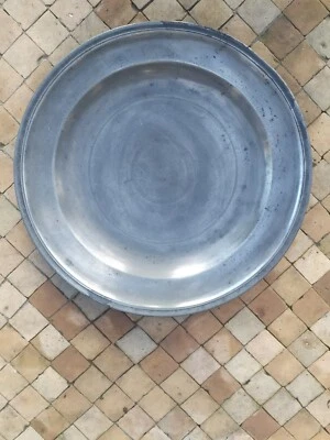 Grand Plat en Étain Ancien XVIII / XIXème Art Populaire  - Photo 1/4