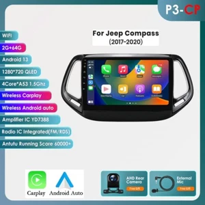 For Jeep Compass 2017-2020 Android 13 Car Stereo Radio GPS NAVI BT CarPlay2+64GB - Bild 1 von 24