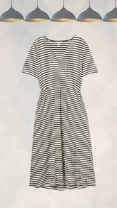 Ex Joules Women’s Marianne Striped Wrap Midi Dress in Grey Mix Jersey - Picture 1 of 3