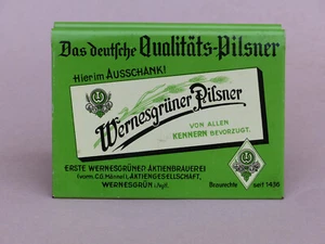 alter Aufsteller Wernesgrüner Pilsner Bier Blech Kartenhalter Speisekarte Brauer - Bild 1 von 5