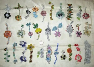 V RARE LOT Antique Vintage Sari TRIM LACE EDGING RIBBON 20 Pc CRAFT APPLIQUES - Picture 1 of 2