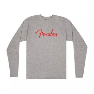 Camiseta manga larga con logotipo de espagueti Fender (X-grande, gris jaspeado) - Imagen 1 de 5