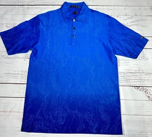 Tiger Woods Mens Short Sleeve Golf Polo Shirt Size Medium Blue Print 100% Cotton - Picture 1 of 11