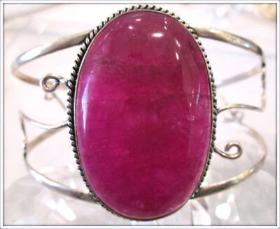 RUBY BEAUTIFUL NATURAL GEMSTONE LADIES STUNNING UNIQUE SILVER BRACELET - Image 1 of 4