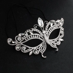 Women Metallic Crystal VENETIAN Masquerade Halloween Fancy Ball Face Eye Mask - Picture 1 of 12