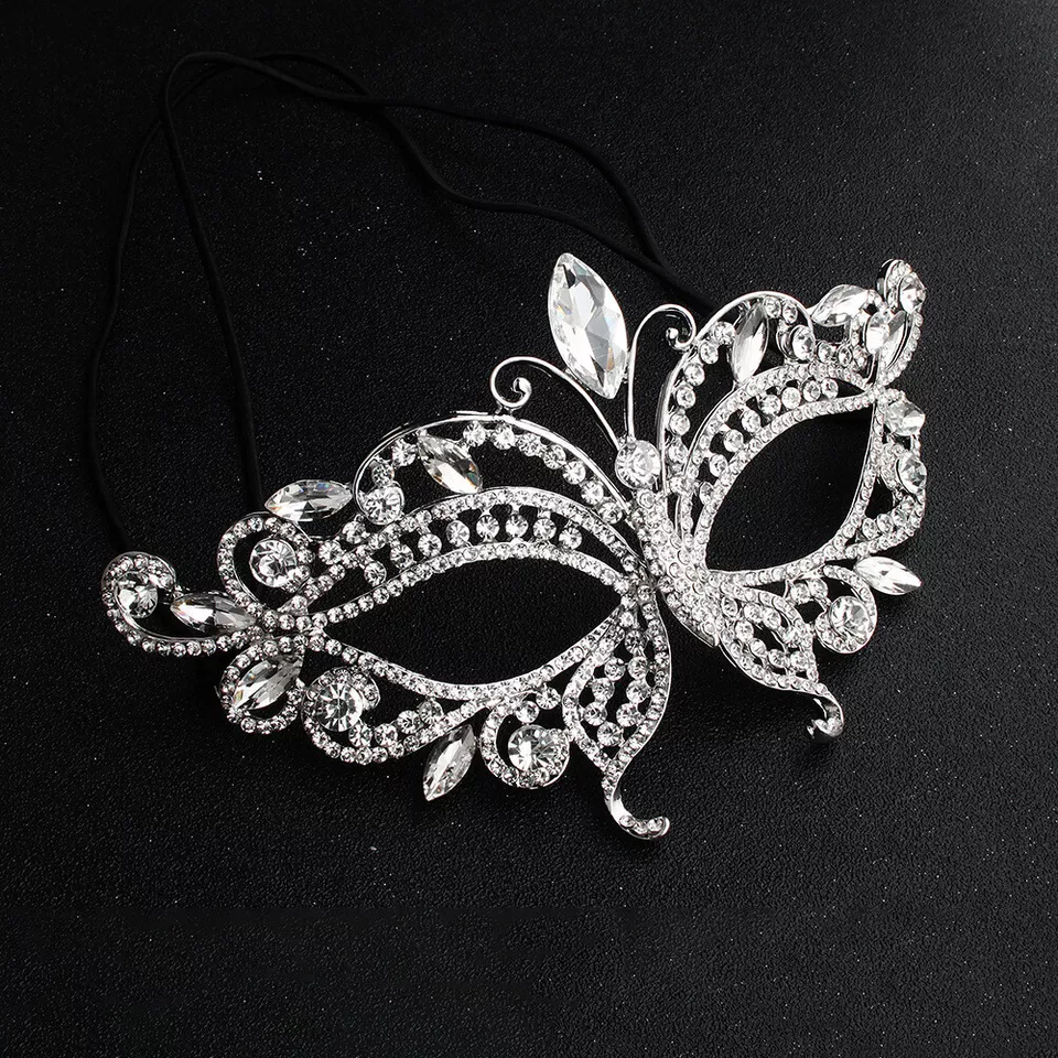 Women Metallic Crystal VENETIAN Masquerade Halloween Fancy Ball Face Eye Mask - Image 1 of 1