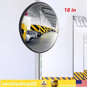 18" Round Corner Convex Mirror Security Safety Outdoor Driveway Garage Wide View - Picture 1 of 20