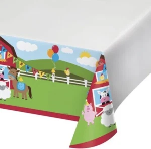 Farmhouse Fun Plastic Banquet Tablecloth Farm Birthday Party Decoration - Picture 1 of 1