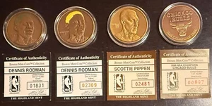 Zestaw 4 monet Chicago Bulls Bronze Highland Mint Dennis Rodman Scottie Pippen - Zdjęcie 1 z 21