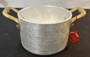 Ottinetti Mini 4" Aluminium Pot w/Brass Handles & Original Tag Made in Italy - Picture 1 of 9