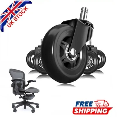 5x Rollerblade BLACK Wheels Casters for Herman Miller Aeron Sayl Mirra - 3 Inch