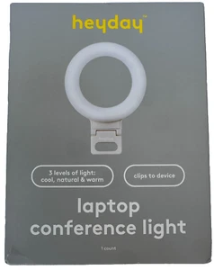 heyday™ Laptop Clip-On Conference Ring Light, Stone White, 3 Settings Chargeable - Picture 1 of 6