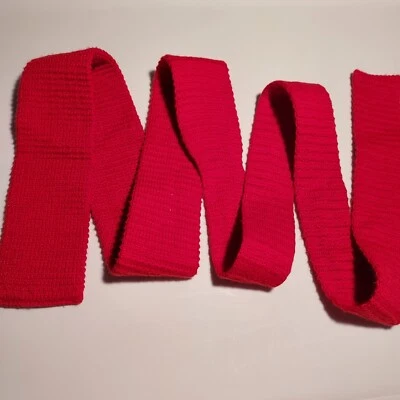 Vintage Wembley Square End Tie Mens 51x2 SHORT Ribbed Cotton Made USA Red 70s - Image 1 of 4