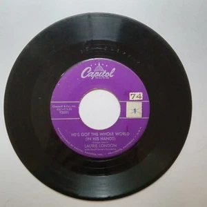45 RPM Record    LAURIE LONDON  He's Got The Whole World In His Hands  VG++ - Picture 1 of 3