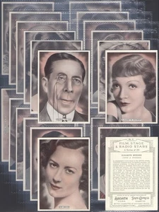 ARDATH-FULL SET- FILM STAGE & RADIO STARS 1935 (X25 CARDS) EXCELLENT - Foto 1 di 4