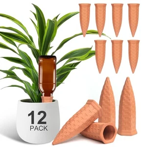 Plant Self Watering Stakes 12 Pack Terracotta Watering Spikes for Indoor and ... - Picture 1 of 8