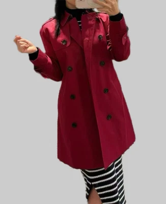 Coach Solid Mid Trench Coat Size M Ruby CR116 - Image 1 of 4