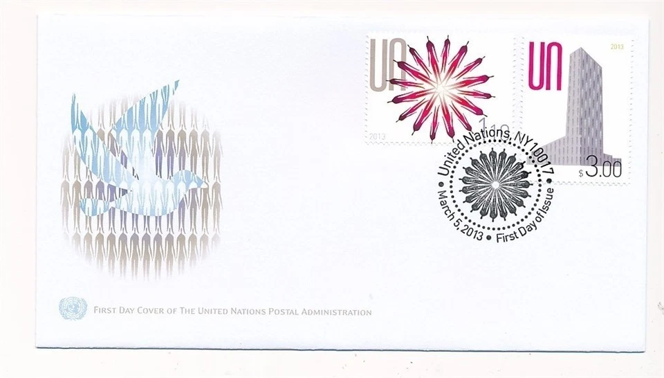 D114165 Buildings Architecture FDC United Nations New York Bureau 2013 - Image 1 of 1