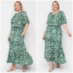 NUEVO Lane Bryant Verde Rosa Floral Blusa y Maxi Falda Conjunto 18/20 - Imagen 1 de 20