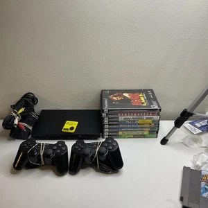 Sony Playstation 2 Slim Konsole Bundle 2 Controller 8 Spiele alle Kabel 1 Memory C - Bild 1 von 8