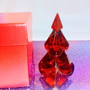 Vintage Baccarat rot Kristall Weihnachtsbaum Figur Briefbeschwerer - Bild 1 von 10
