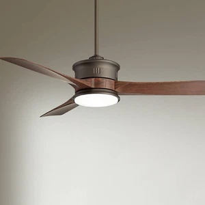54" Key West Modern Indoor Outdoor Ceiling Fan LED Light Remote Bronze Walnut - Picture 1 of 10