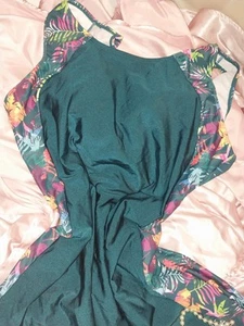 De colección Y2K UNITARD NYLON SPANDEX PLUS 4X 5X TRAJE DE BAÑO UNA PIEZA TANQUE ACOLCHADO NUEVO - Imagen 1 de 11