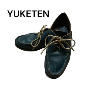 Men 9.0US Fashionable Yuketen Deck Shoes, Green Leather - Picture 1 of 8