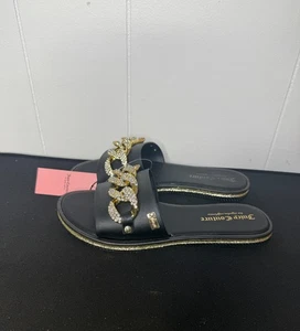 NUOVI senza scatola Juicy Couture Yizzy Sliders sandali neri con catena taglia 7 - Foto 1 di 3