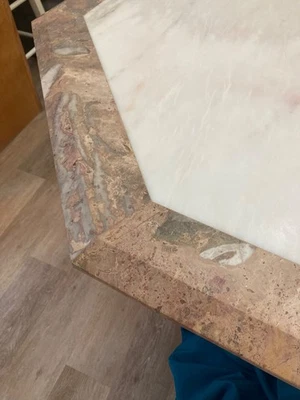 antigua mesa pedestal mármol itslian rosa de 8 caras Foto 1 de 4