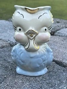 Vintage 40’s Shawnee Blue Bird/ Owl Pitcher, American Art Pottery Blue/Gold Nice - Picture 1 of 10