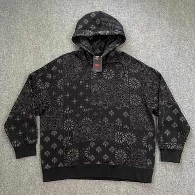 Levi's Jenson Bandana Hoodie Adult Medium Relaxed Fit Black Gray Patchwork Mens - Image 1 of 4