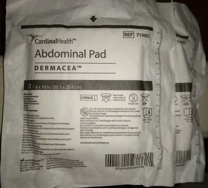Cardinal~STERILE ABD Pads~Dermacea~Thick~Soft~Absorbent~X-LARGE 10"×8" Pack of 2 - Picture 1 of 3
