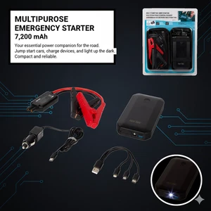 Multi-Function Emergency Car Jump Starter Power Bank Portable Battery 7200mAh - Foto 1 di 5