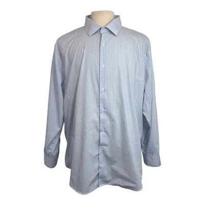 Camisa de vestir Architect de corte regular para hombre 2XL azul a cuadros manga larga 18-18,5 34/35 Foto 1 de 4