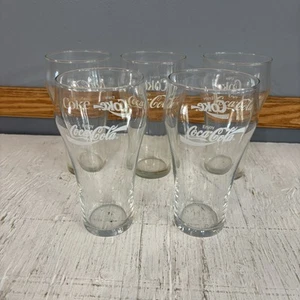 Vintage 5er Set Cola Trinkgläser/Tassen 2 verschiedene Cola Logos 6 Zoll - Bild 1 von 12