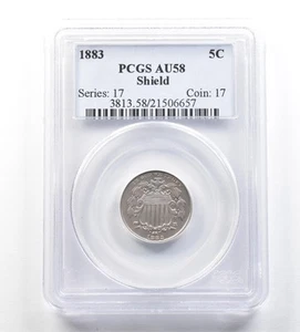 1883 Shield Nickel AU58 PCGS *1897 - Picture 1 of 3