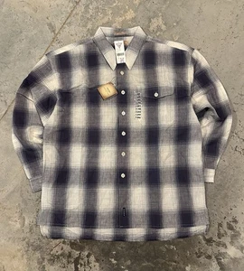 Vintage Guess Classic Sportswear Blue Plaid Button-Down Shirt Linen Blend XL NWT - Picture 1 of 11