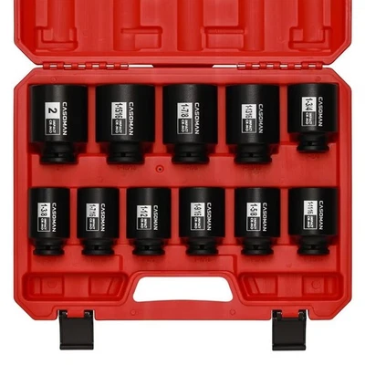 11PCS 1/2-Inch Drive Large Impact Socket Set, 6 Point, 1-3/8-Inch to 2-Inch, ... - Image 1 of 4