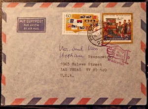 Mi. 1395 I (PLF) u. 1396 auf Luftpost-Auslandsbedarfbrief i. d. USA mit Return - Bild 1 von 3