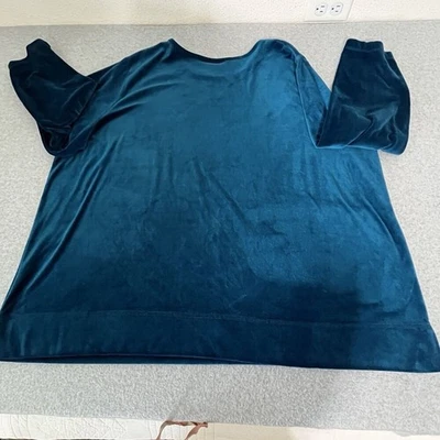 Sudadera de terciopelo Woman Within talla 2X verde azulado oscuro para mujer informal elegante cómoda acogedora Foto 1 de 4