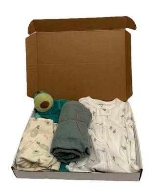 New Avocado Baby Girl Shower Newborn Box, Infant Present Clothes, Lovey, Blanket - Image 1 of 4